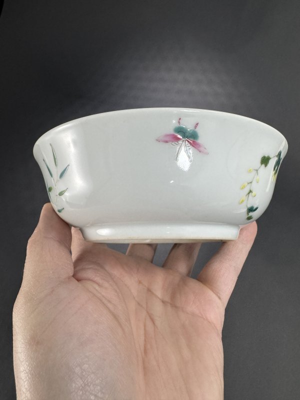 清同治 粉彩癞瓜纹碗一对 - 图7