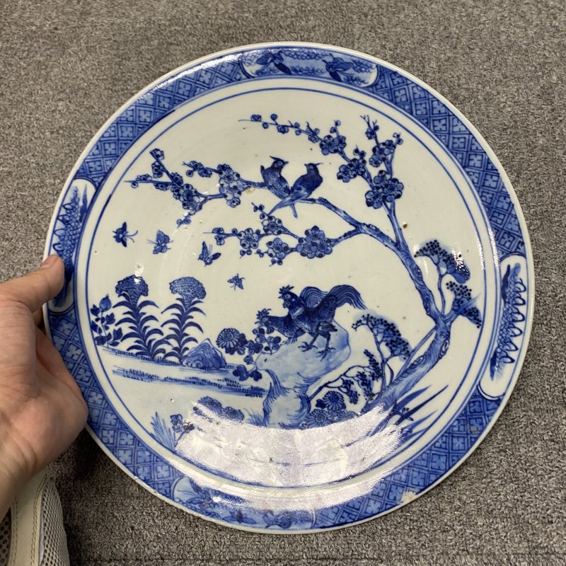 清晚期 青花喜上眉梢纹盘 - 图4