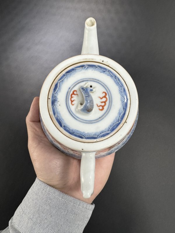 清光绪 青花矾红彩龙凤纹壶 - 图7