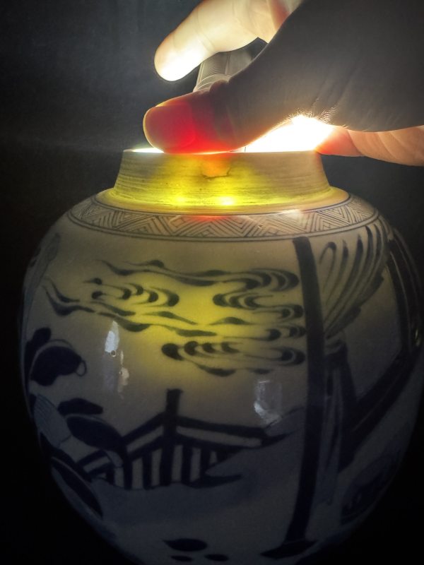 清康熙 青花鸳鸯绦图罐 - 图13