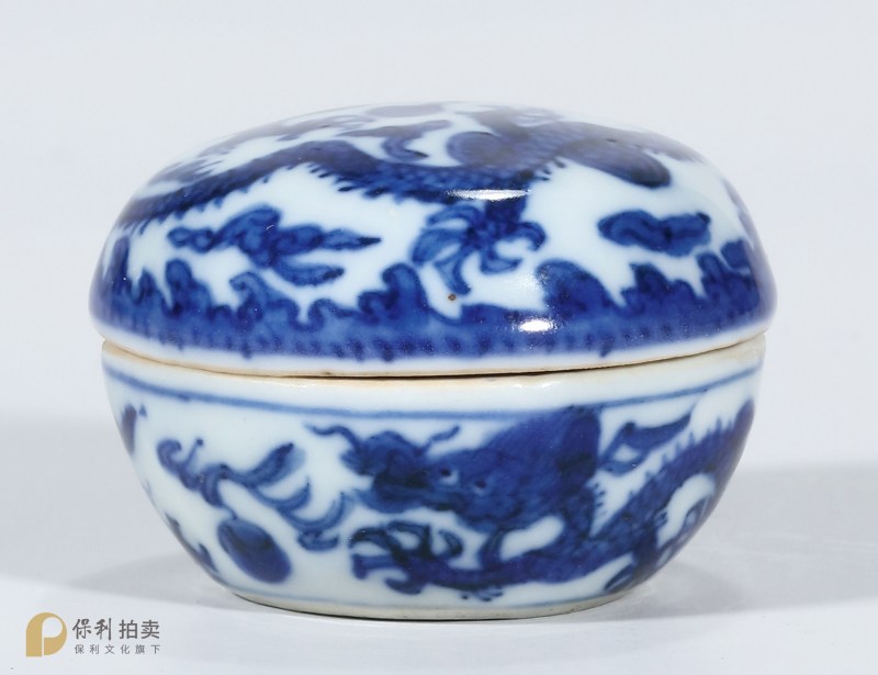 明万历 青花云龙纹小印盒 - 图3