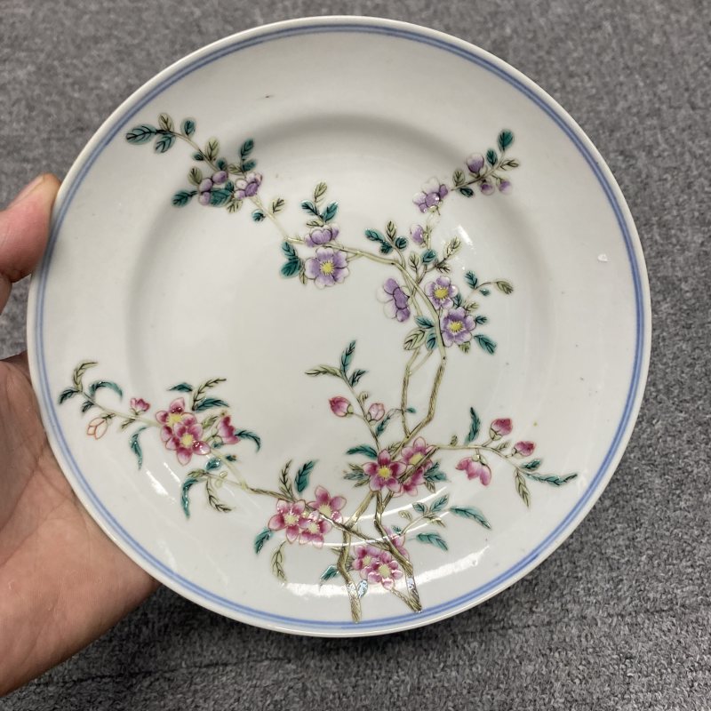 清宣统 粉彩花卉纹折腰盘 - 图5