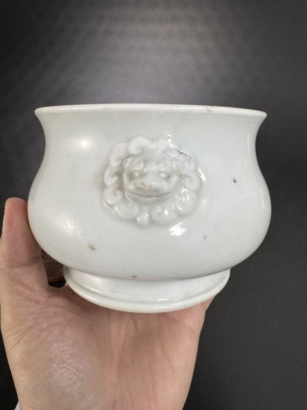 明末清初 德化窑白釉铺首耳炉 - 图6