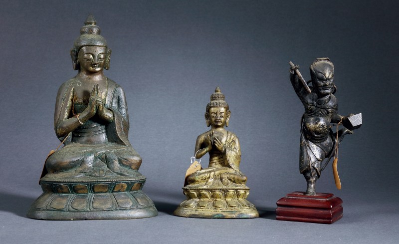 清 铜鎏金大日如来佛两尊、魁星点斗一组三件 - 图2