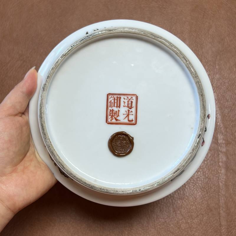 民国 “道光御制”款粉彩折枝花卉纹花盆一对 - 图35