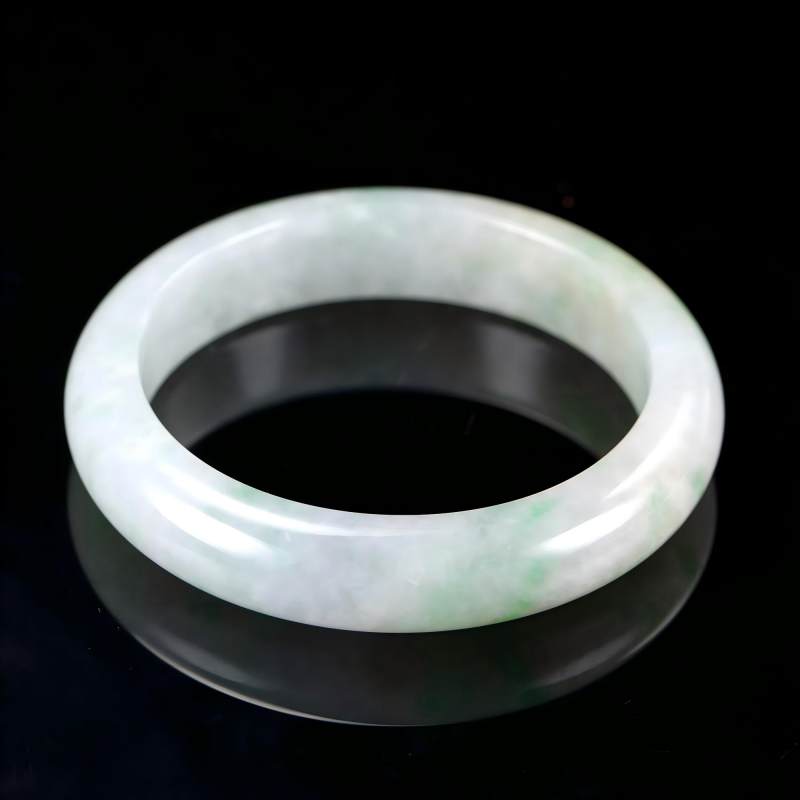 冰胶三彩翡翠正装镯56.8mm - 图1