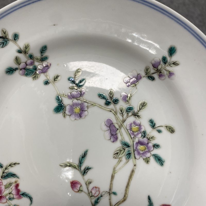 清宣统 粉彩花卉纹折腰盘 - 图6