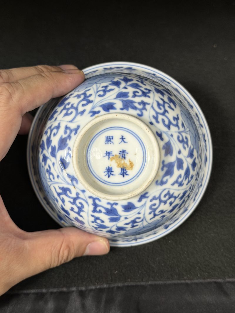 清康熙 青花木槿花茶钟一对 - 图6