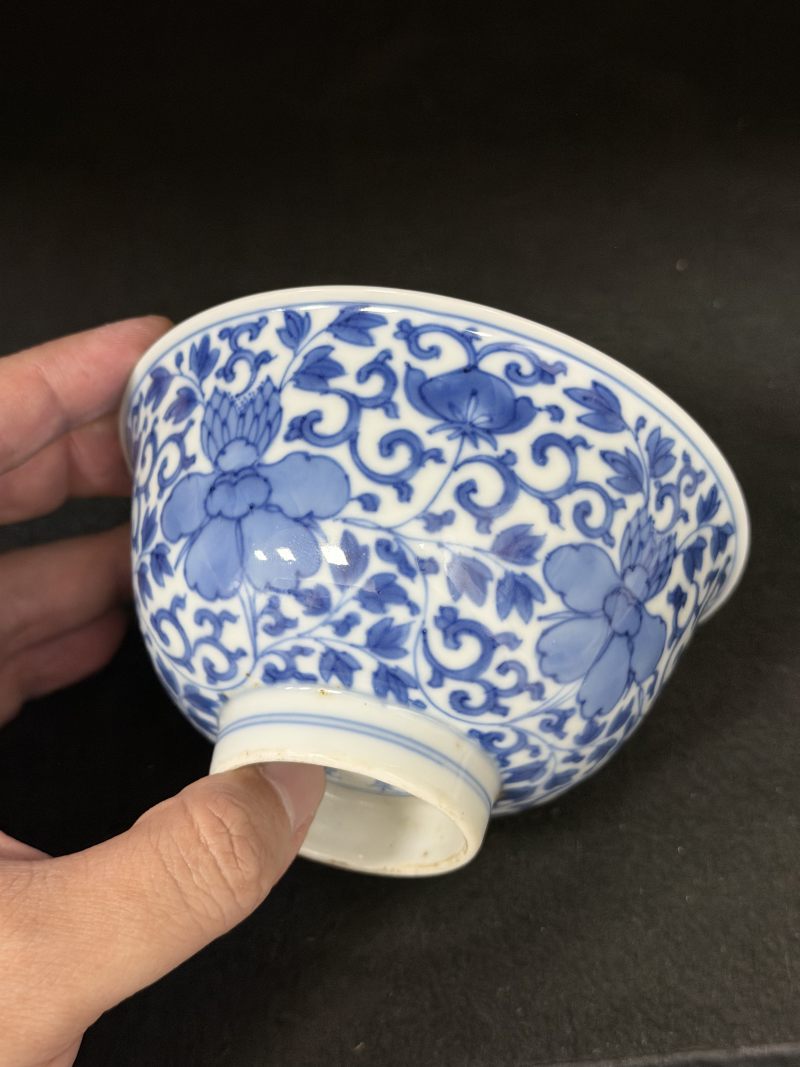 清康熙 青花木槿花茶钟一对 - 图8