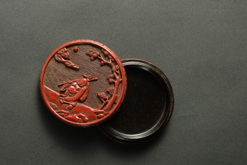 明末清初 剔红布袋罗汉香盒 - 图6