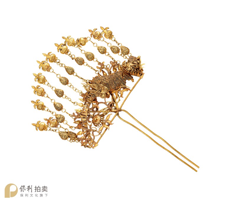 清 金瑞兽步摇 - 图2