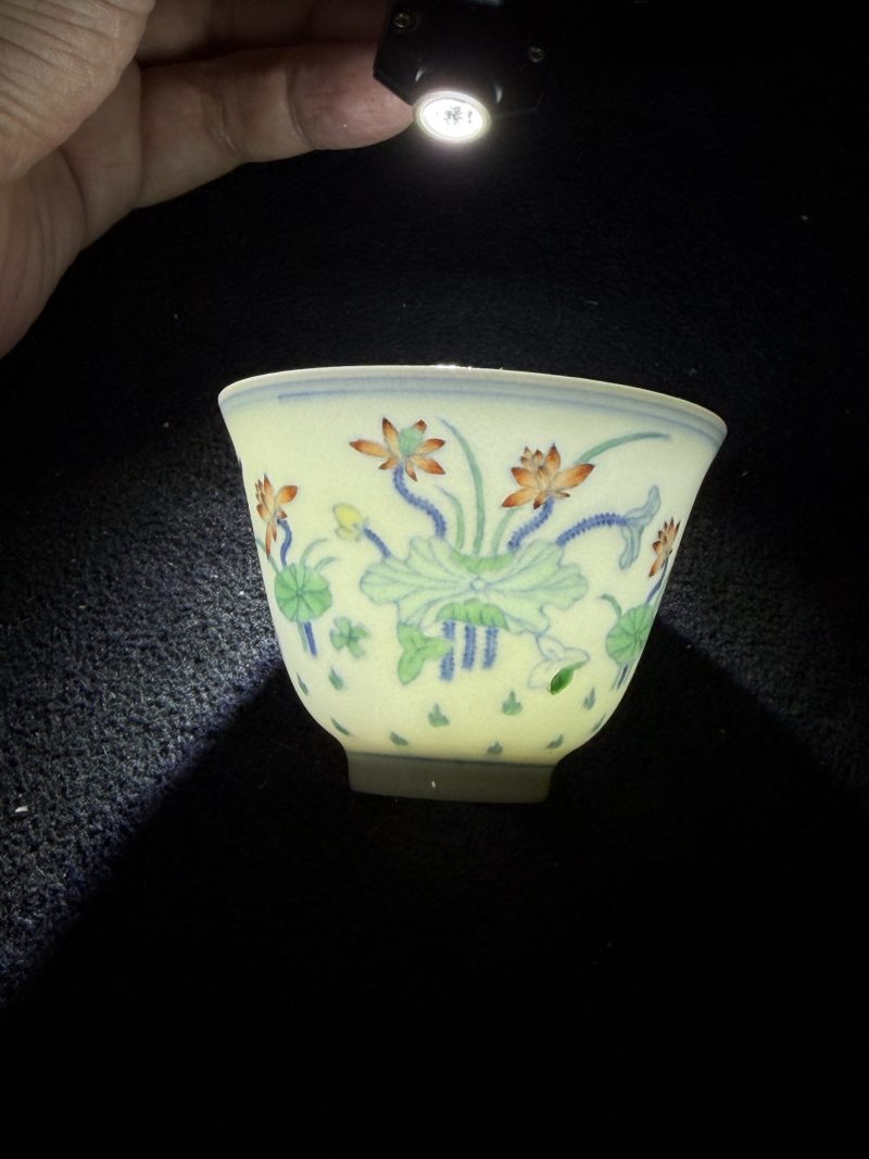 清康熙 斗彩荷塘清趣图小酒圆 - 图11