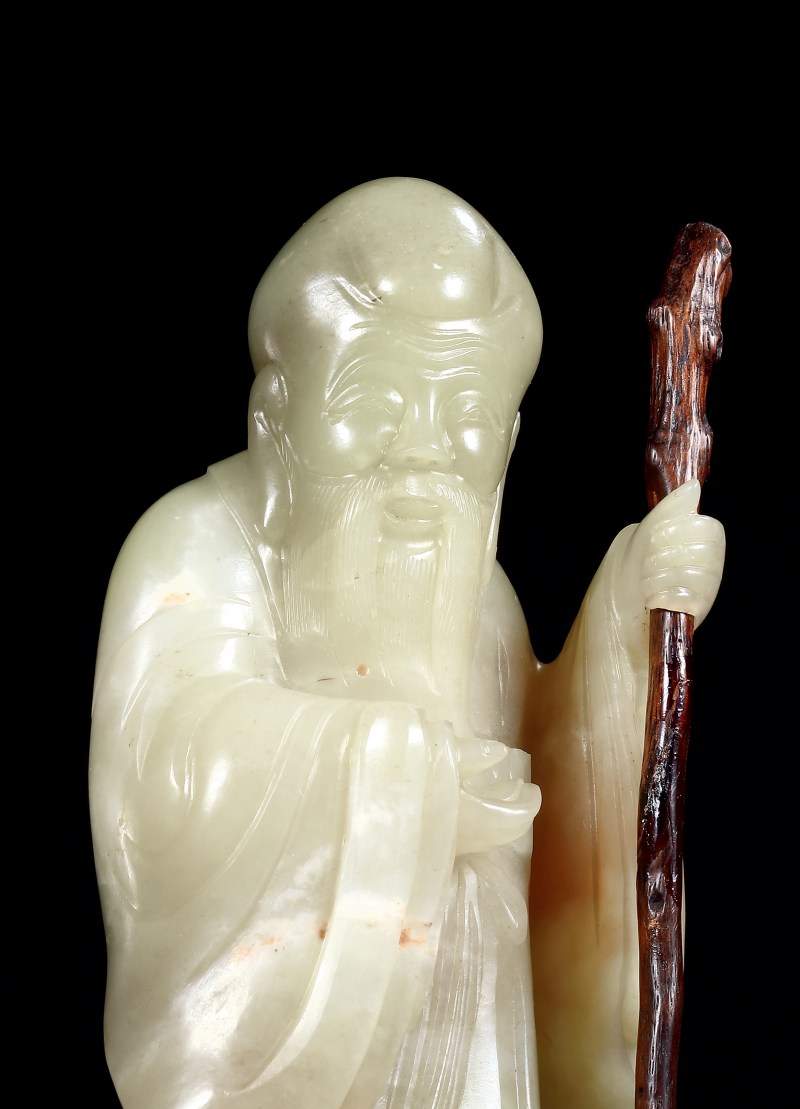 清乾隆 黄玉圆雕寿星 - 图3