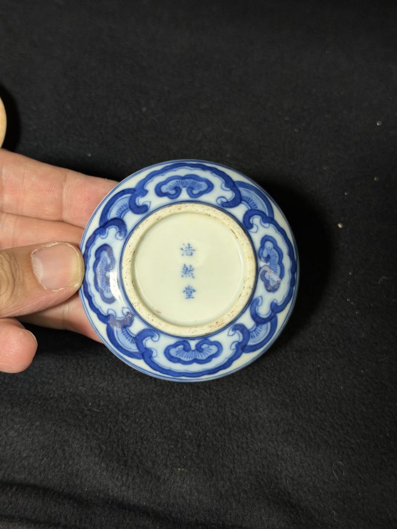 清道光 青花莲蓬如意灵芝印泥盒 - 图6