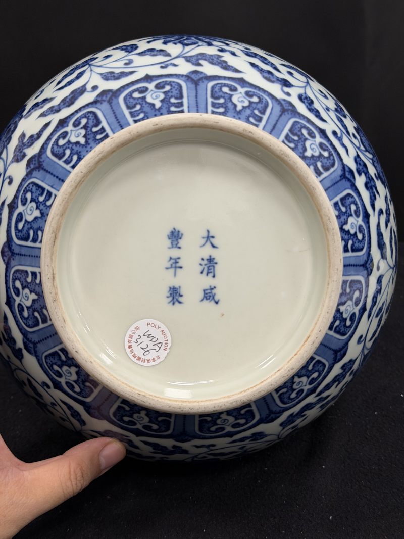 清咸丰 青花缠枝花卉蕉叶纹玉堂春瓶 - 图8