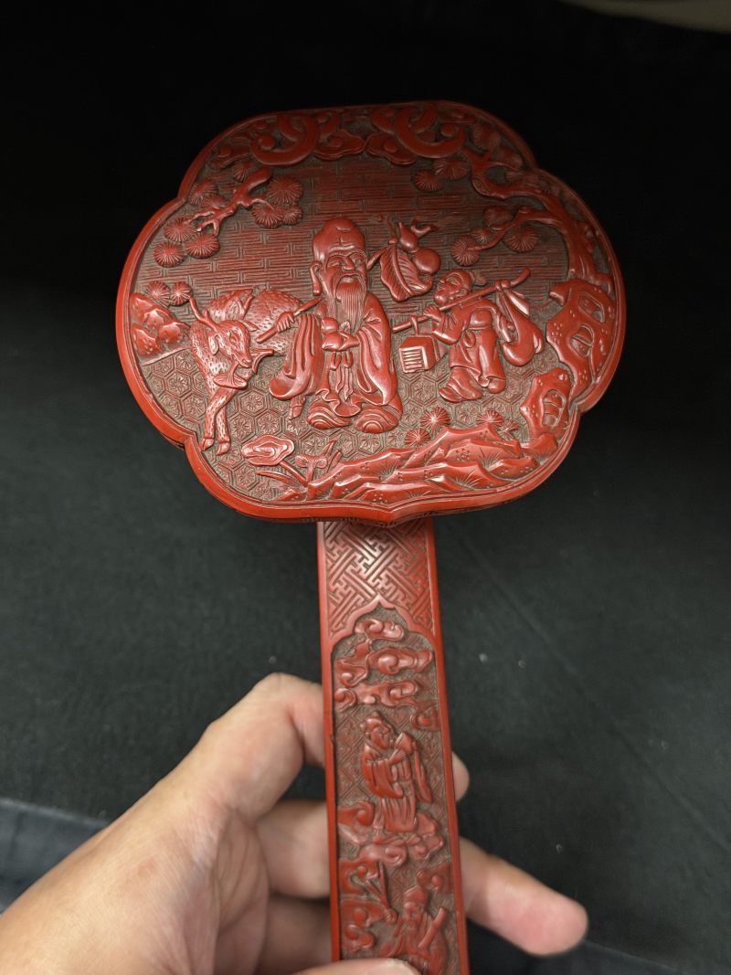 清乾隆 剔红寿佬图八仙渡海如意 - 图4