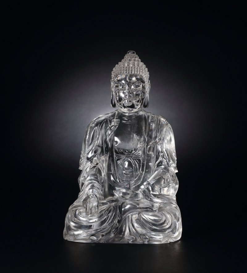 清中期 水晶雕药师佛坐像