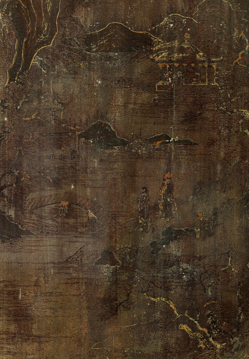 明 黑红漆披麻灰描金圆角大柜 - 图3