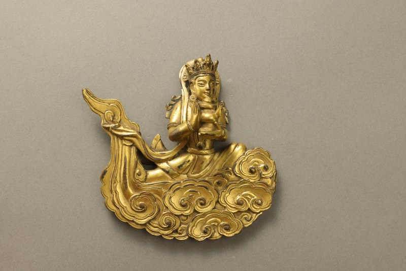 清乾隆(1735-1795) 铜鎏金飞天像 - 图5