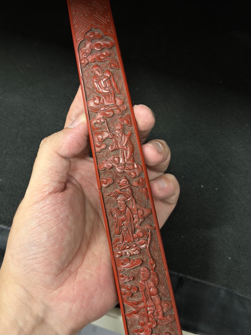 清乾隆 剔红寿佬图八仙渡海如意 - 图5