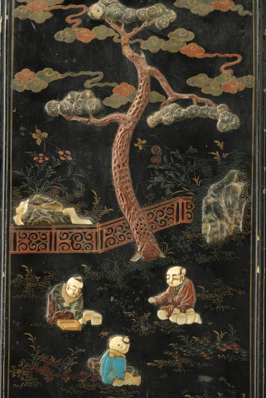 清早期 黑漆百宝嵌挂屏 - 图3