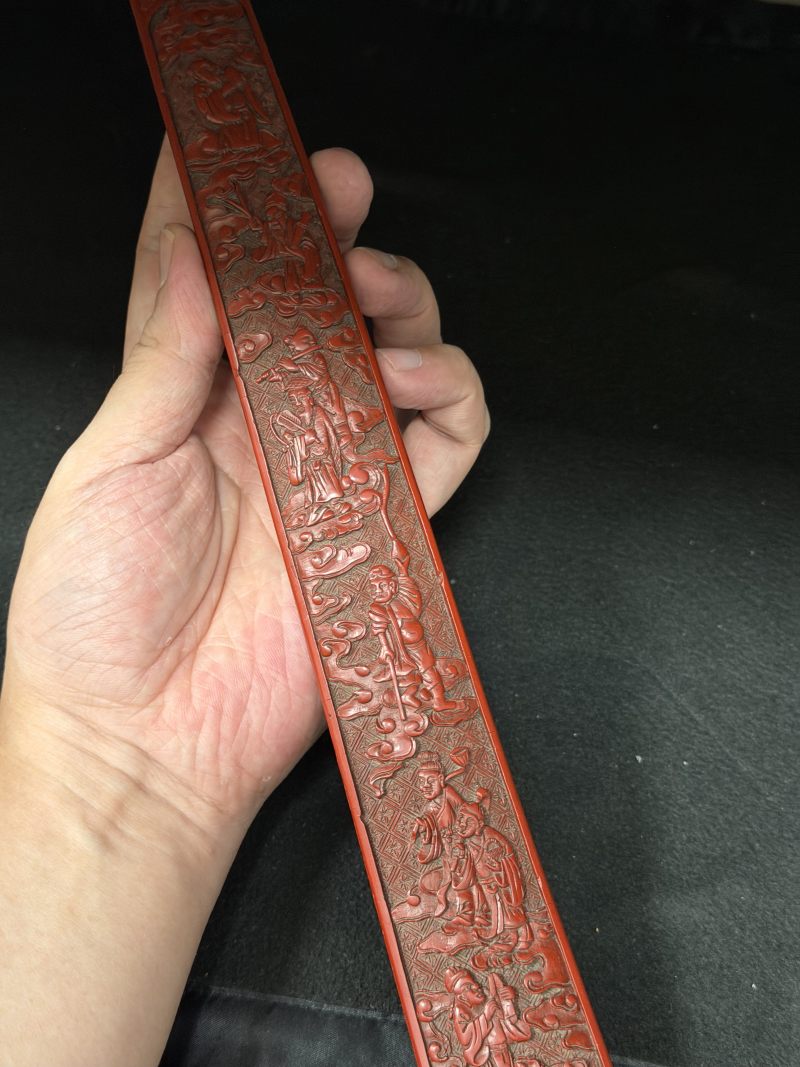 清乾隆 剔红寿佬图八仙渡海如意 - 图6