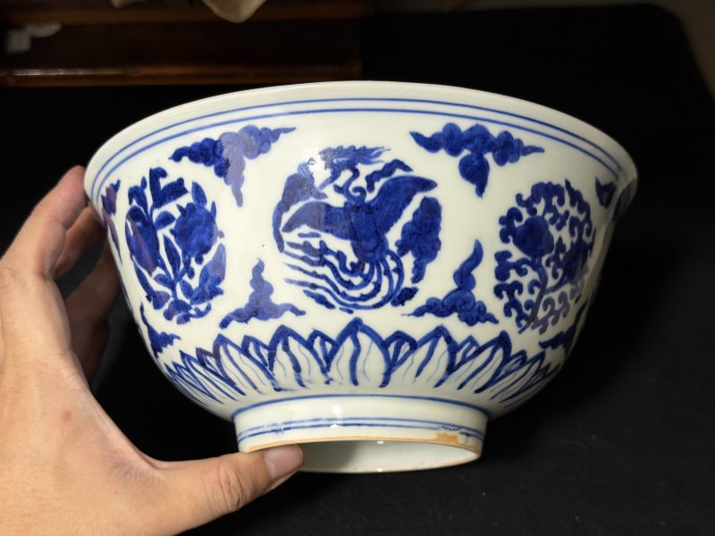 明嘉靖 青花团凤纹大碗 - 图3