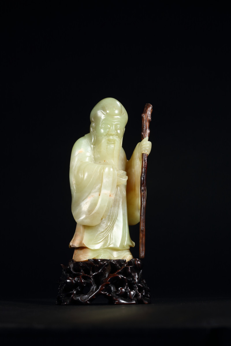 清乾隆 黄玉圆雕寿星 - 图10