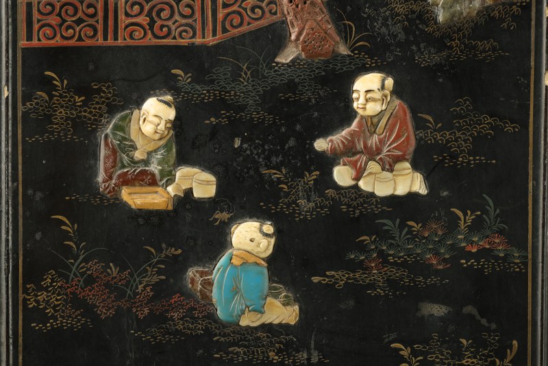 清早期 黑漆百宝嵌挂屏 - 图4