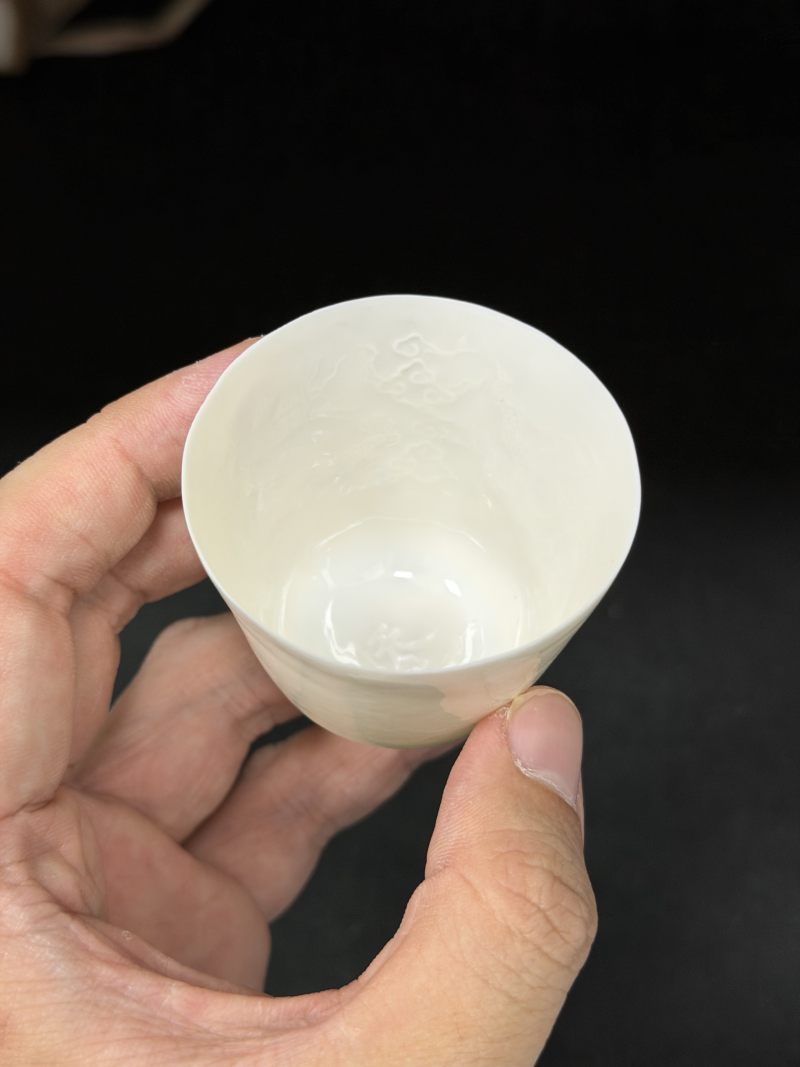 明 白胎脱胎沥粉云龙纹卵幕杯 - 图9