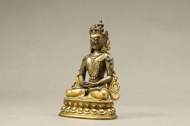 清乾隆(1735-1795) 铜鎏金无量寿佛 - 图6