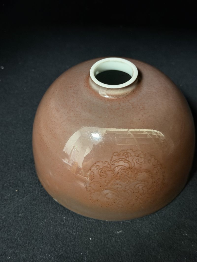 清康熙 豇豆红釉暗刻团螭太白尊 - 图6