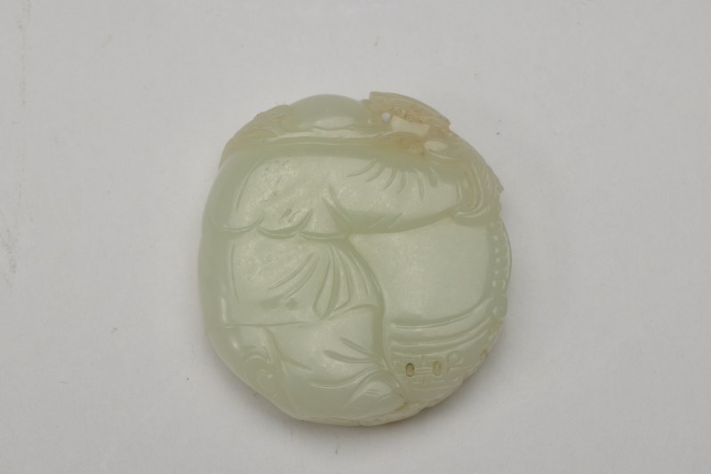 清 白玉童子击鼓摆件 - 图3