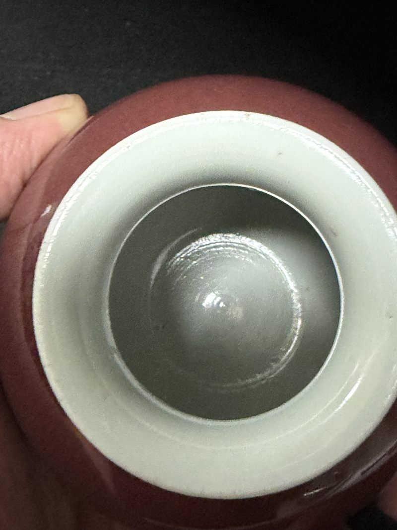 清嘉庆 红釉撇口小樽 - 图6