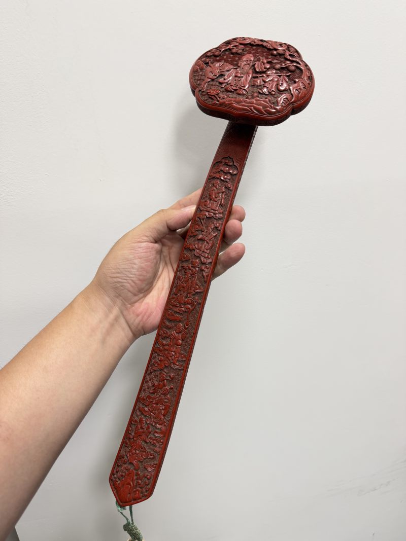 清乾隆 剔红寿佬图八仙渡海如意 - 图11