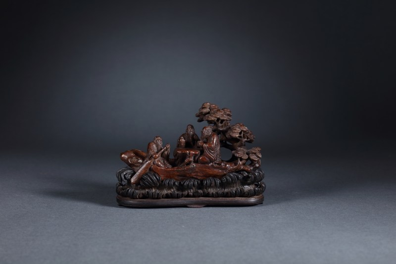 清 竹根雕赤壁泛舟摆件 - 图3