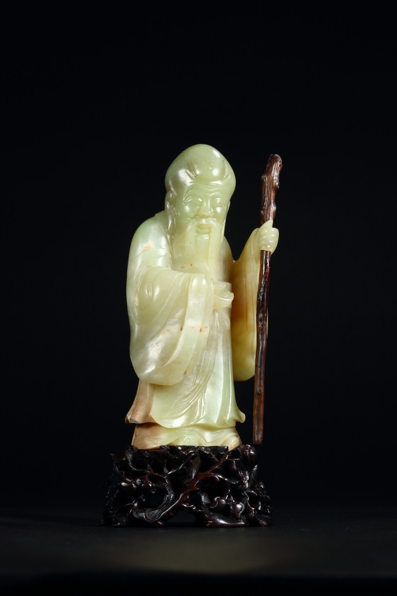 清乾隆 黄玉圆雕寿星 - 图8