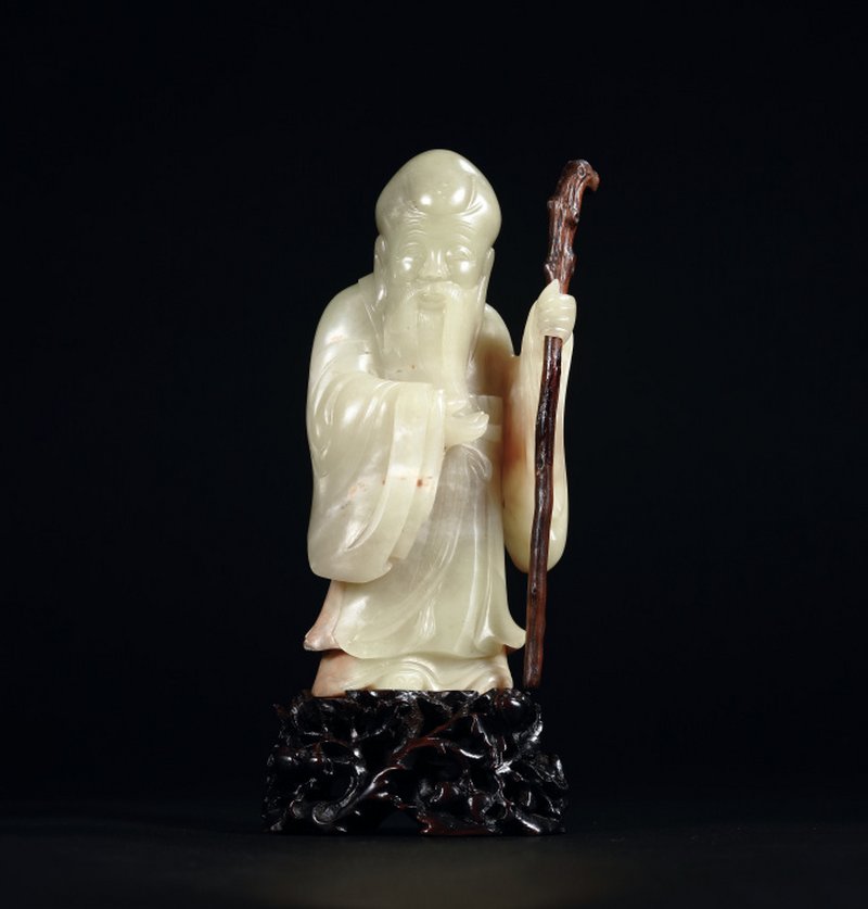 清乾隆 黄玉圆雕寿星