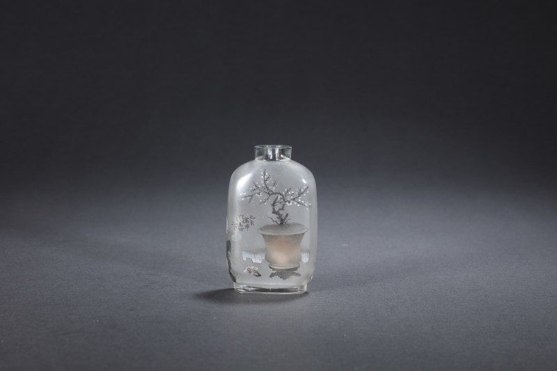 民国 闫玉田作内画盆景花鸟图烟壶 - 图3