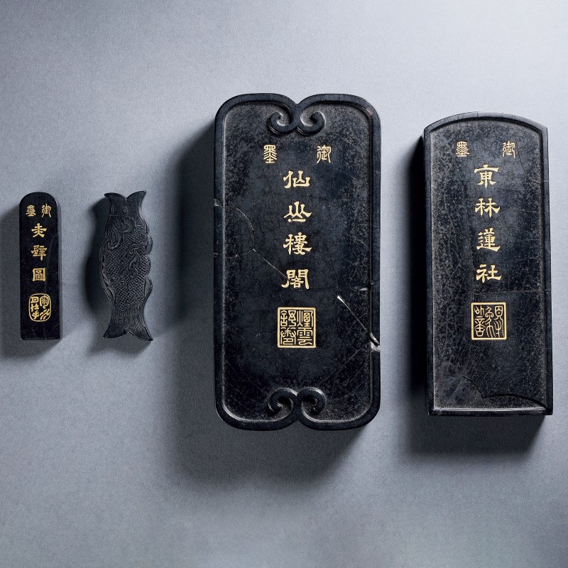 清乾隆 御墨四方附旧锦盒 - 图2