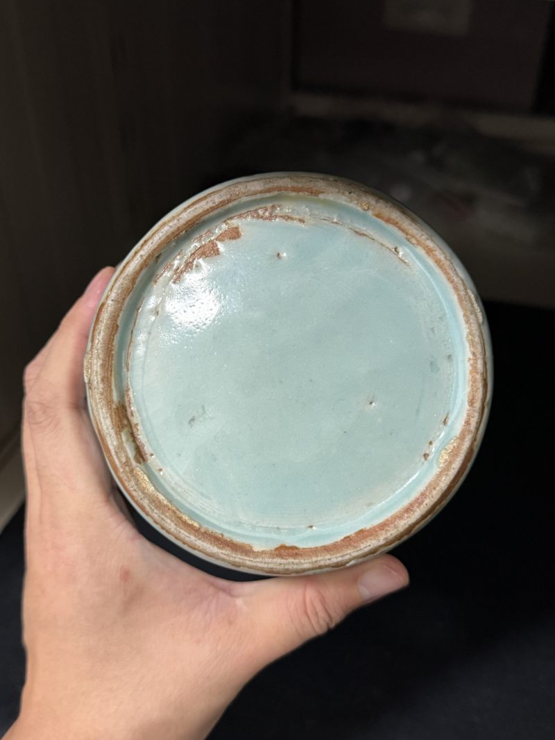 明 龙泉窑双凤耳纸槌瓶 - 图5