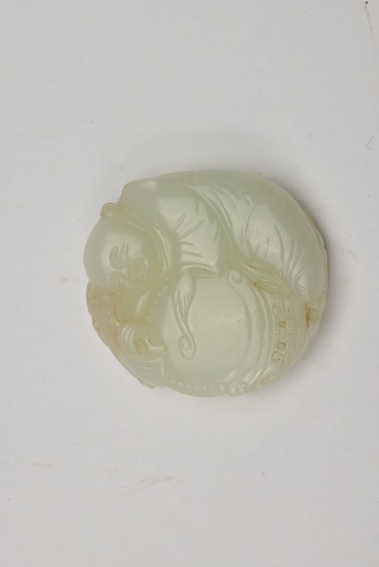 清 白玉童子击鼓摆件 - 图4