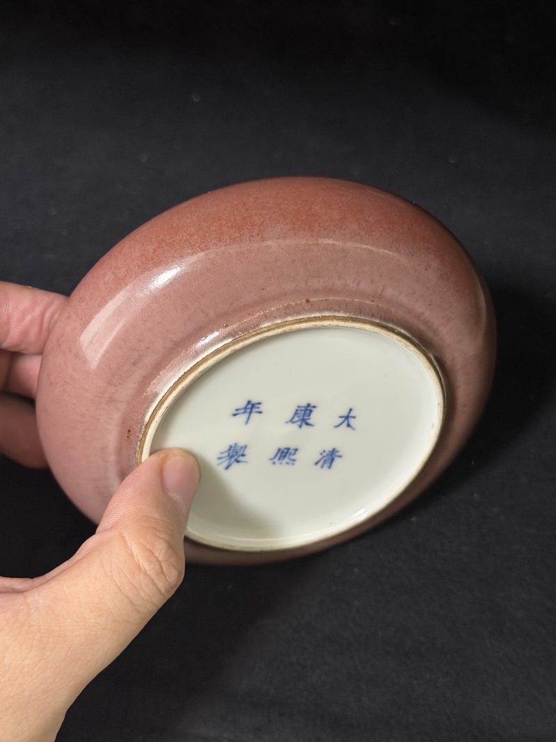 清康熙 豇豆红釉铴锣洗 - 图6