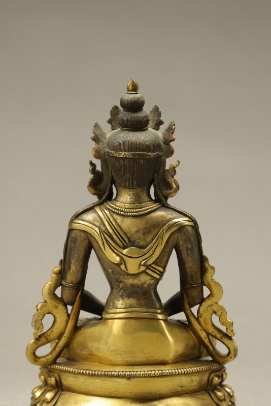 清乾隆(1735-1795) 铜鎏金无量寿佛 - 图8