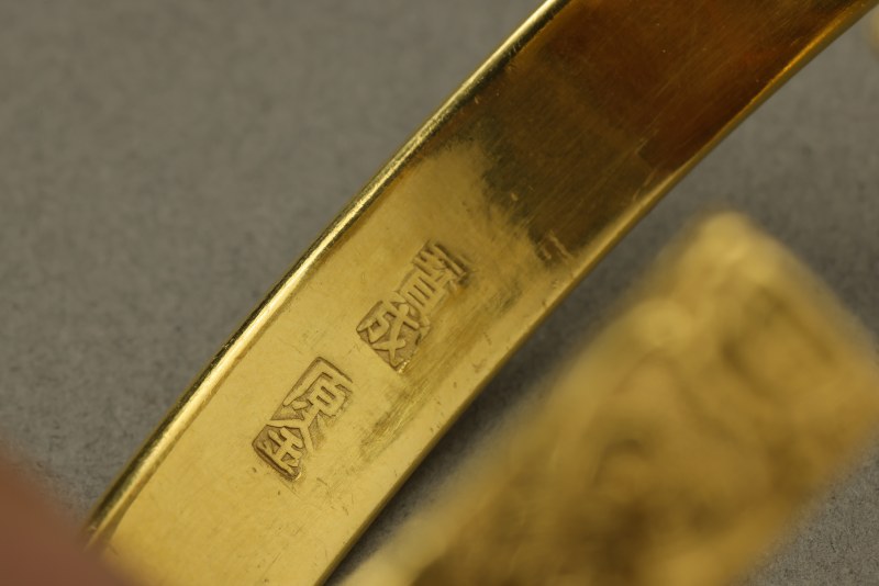 清 长寿耄耋古法金手镯一对 - 图3