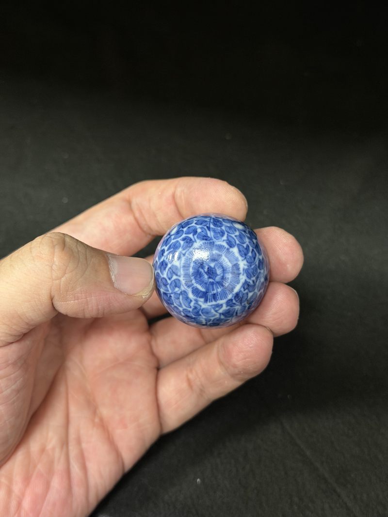 清道光 青花花叶纹小印盒 - 图3