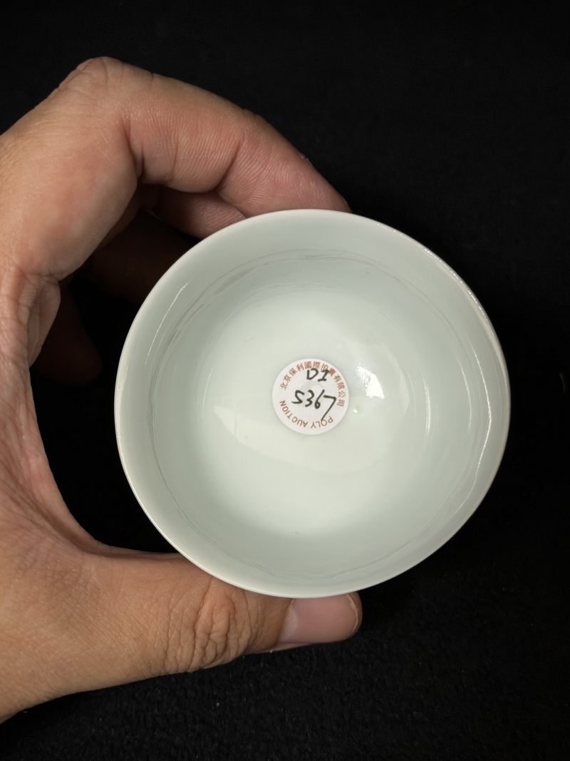 清雍正 青花仙鹤衔桃杯 - 图6