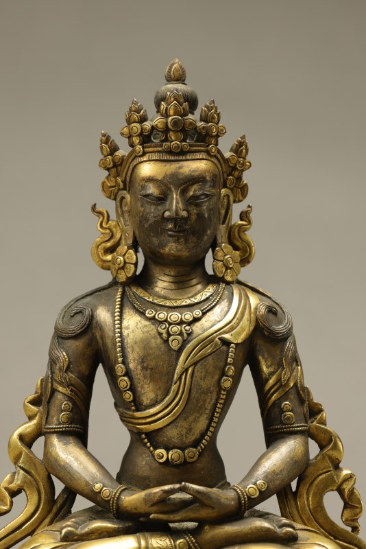 清乾隆(1735-1795) 铜鎏金无量寿佛 - 图3