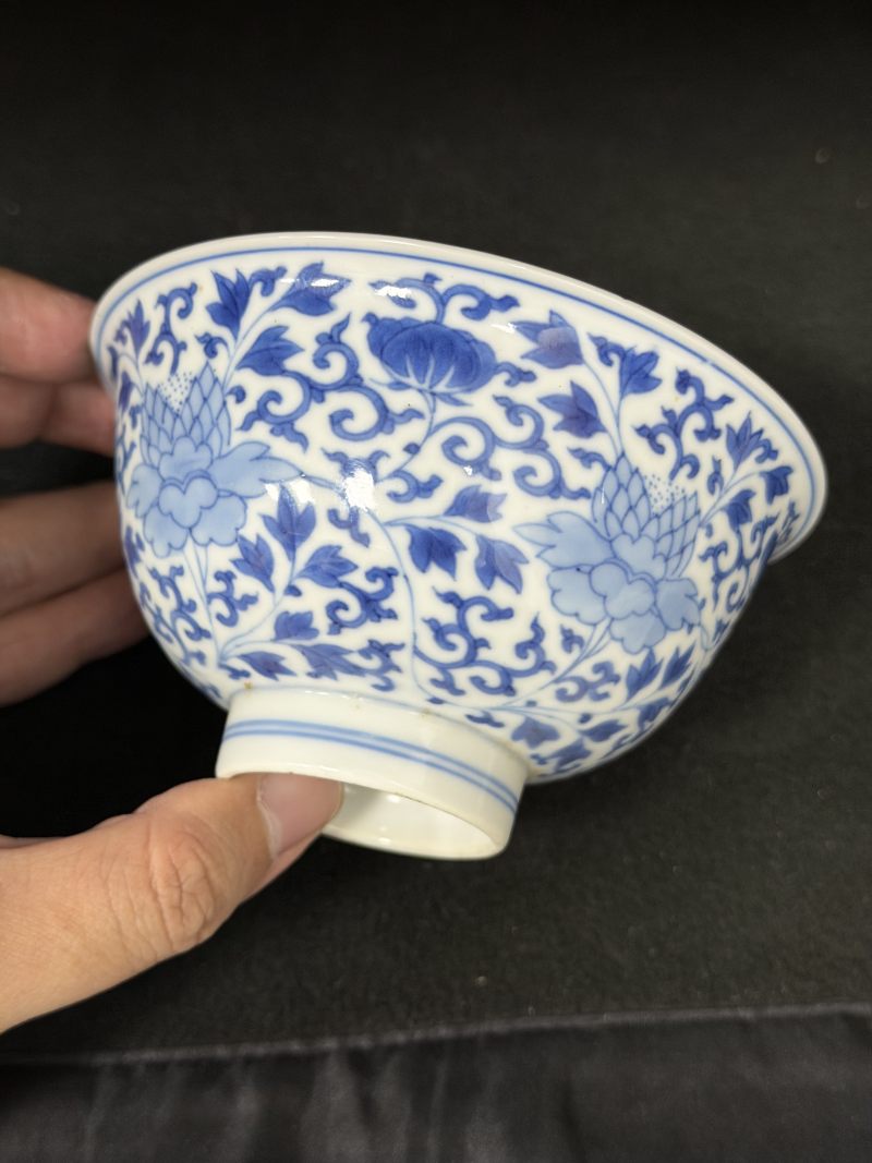 清康熙 青花木槿花茶钟一对 - 图5