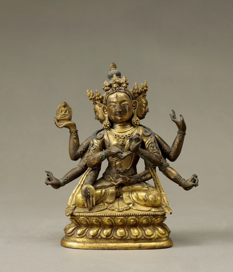 清乾隆(1735-1795) 铜鎏金尊胜佛母 - 图2